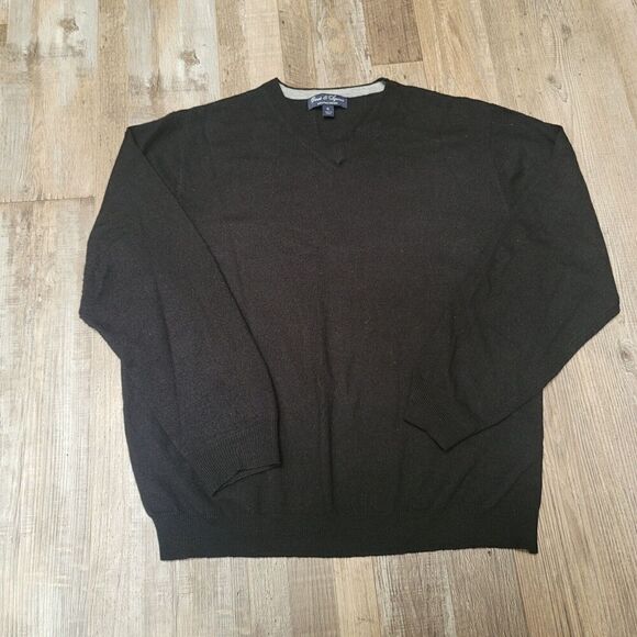 Davis & Squire Men's Size XL Black Merino Wool Long Sleeve Pullover Sweater - Picture 2 of 8